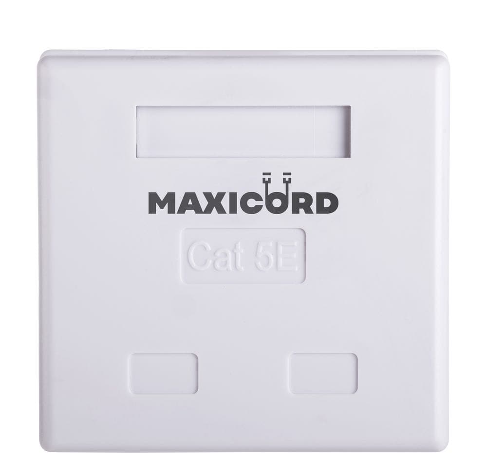 Компьютерная розетка Maxicord кат.5е 2 порта RJ-45, настенная белая — изображение 2