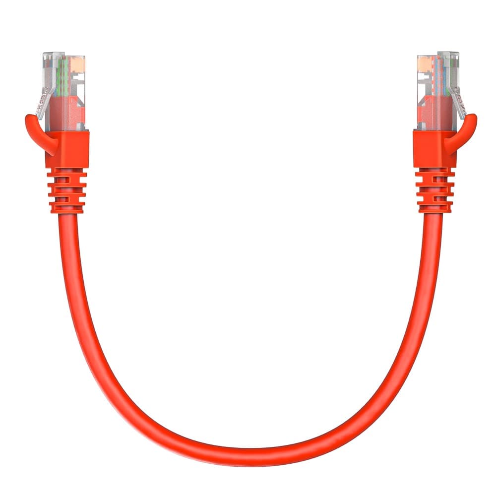 Патч-корд Maxicord RJ-45 кат.5е U/UTP CU 26AWG LSZH 0.3 метра, красный