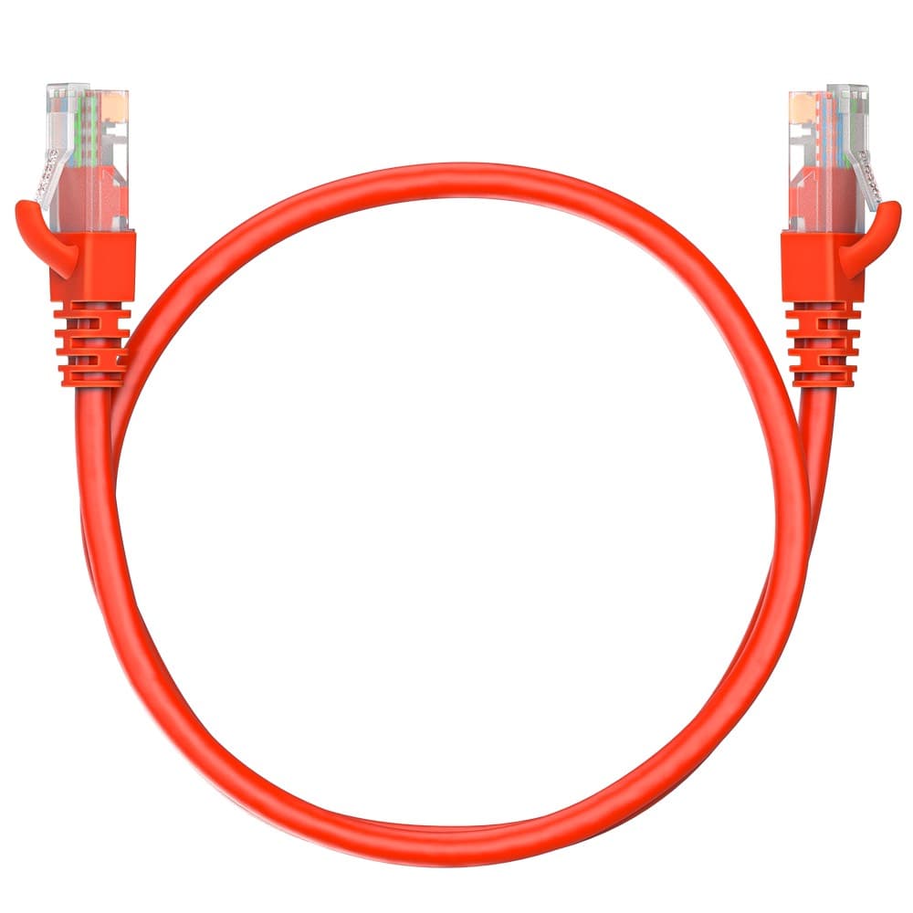 Патч-корд Maxicord RJ-45 кат.5е U/UTP CU 26AWG LSZH 0.5 метра, красный
