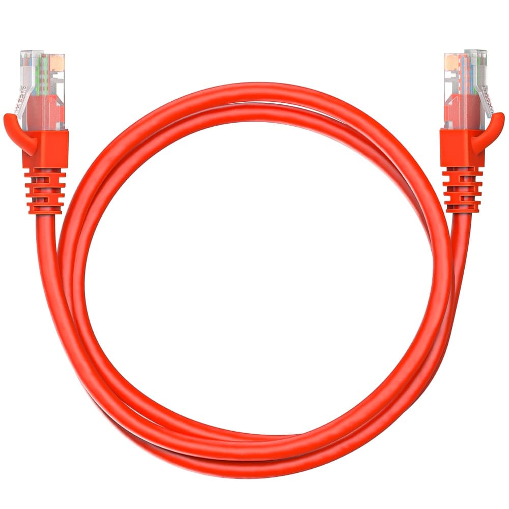 Патч-корд Maxicord RJ-45 кат.5е U/UTP CU 26AWG LSZH 1 метр, красный