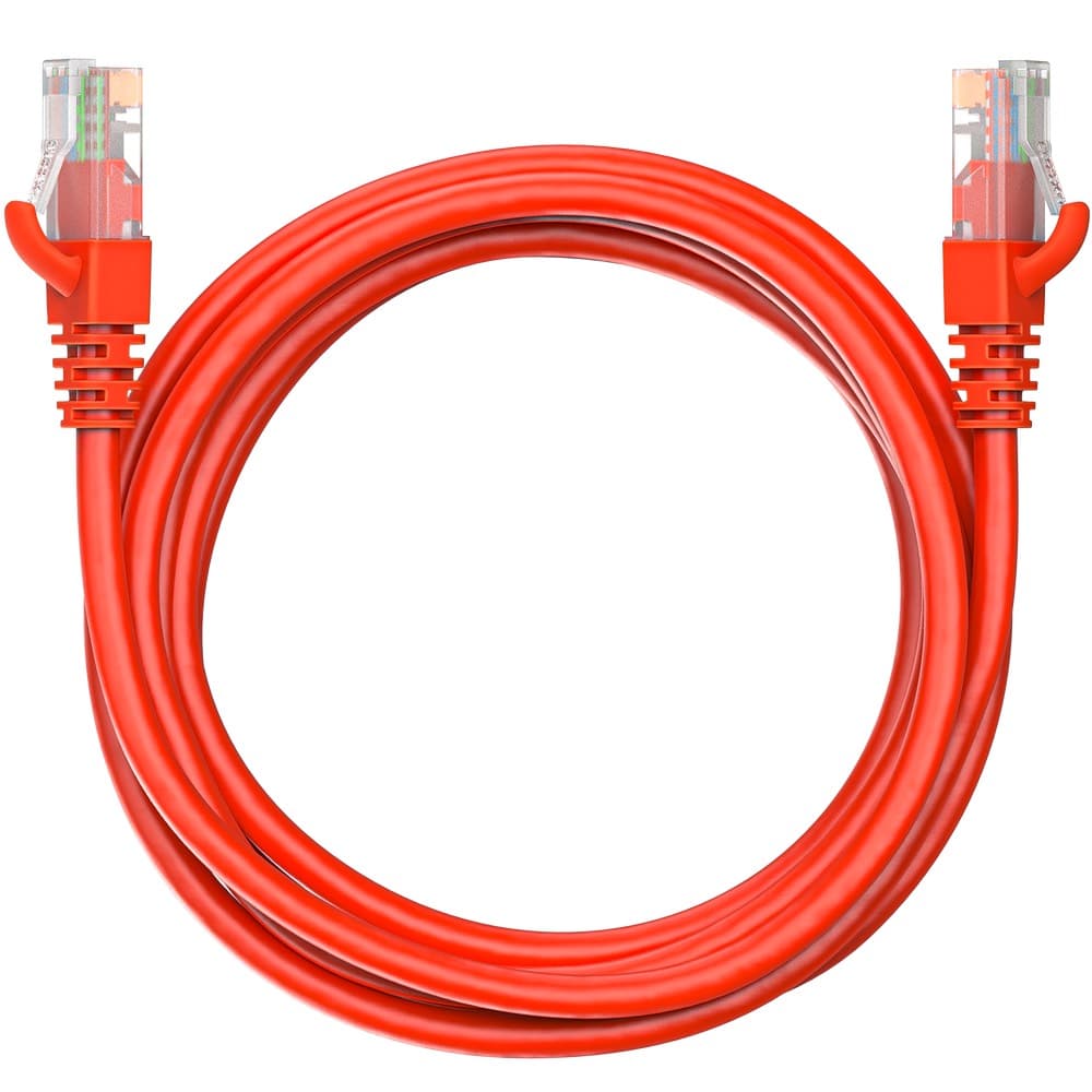 Патч-корд Maxicord RJ-45 кат.5е U/UTP CU 26AWG LSZH 2 метра, красный