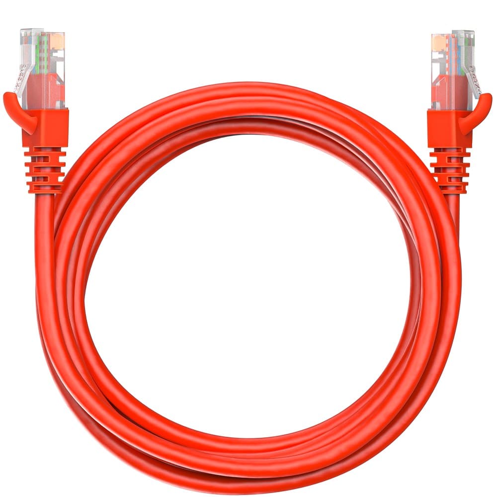 Патч-корд Maxicord RJ-45 кат.5е U/UTP CU 26AWG LSZH 3 метра, красный