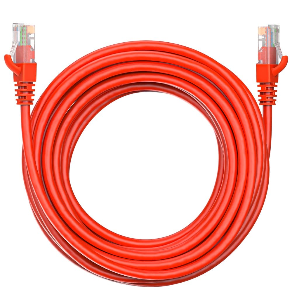 Патч-корд Maxicord RJ-45 кат.5е U/UTP CU 26AWG LSZH 5 метров, красный