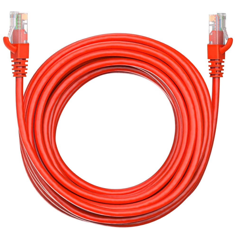 Патч-корд Maxicord RJ-45 кат.5е U/UTP CU 26AWG LSZH 7 метров, красный