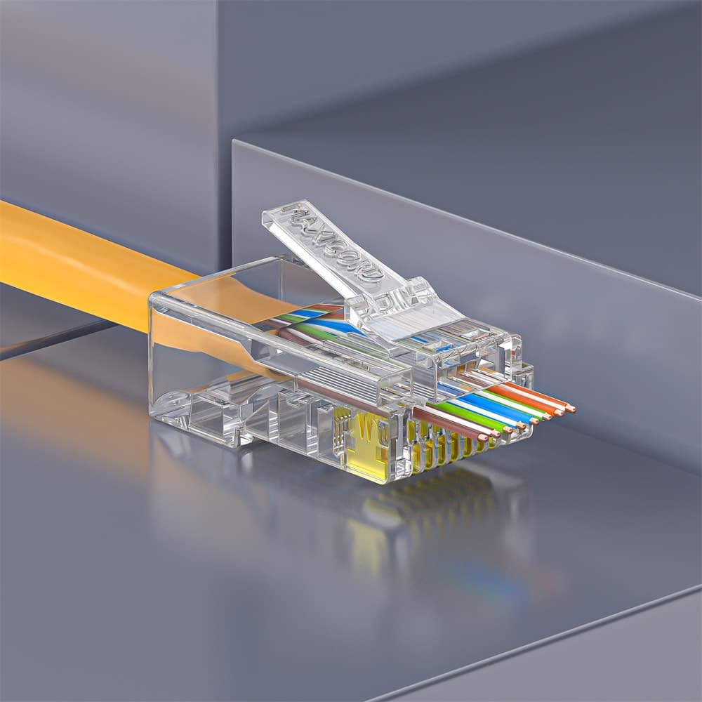 Коннектор Maxicord RJ-45(8P8C) кат.5e универсальный сквозной, 100 шт.